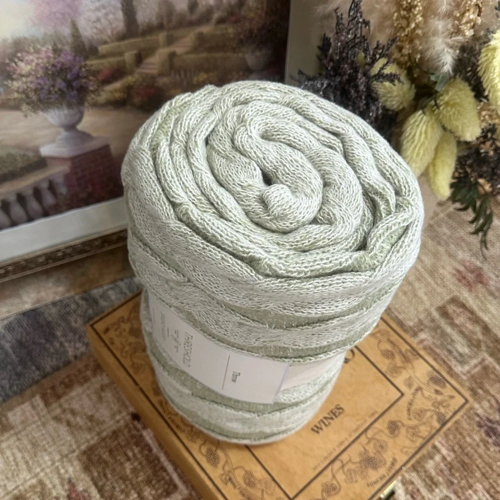 New Threshold Twisted Cable Knit Throw Blanket Green Cream Studio McGee 50x60”